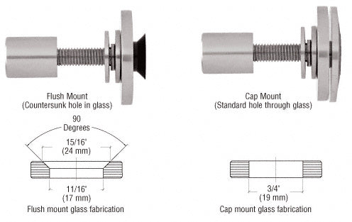 CRL 316 Stainless Steel Rigid Combination Fastener for 3/8" to 1/2" Tempered Glass