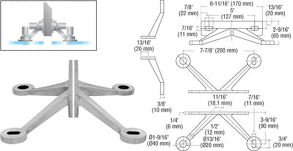 Regular Duty Spider Fitting 4 Arm "V" Fin Mount Frame