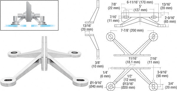 Regular Duty Spider Fitting 4 Arm "V" Fin Mount Frame