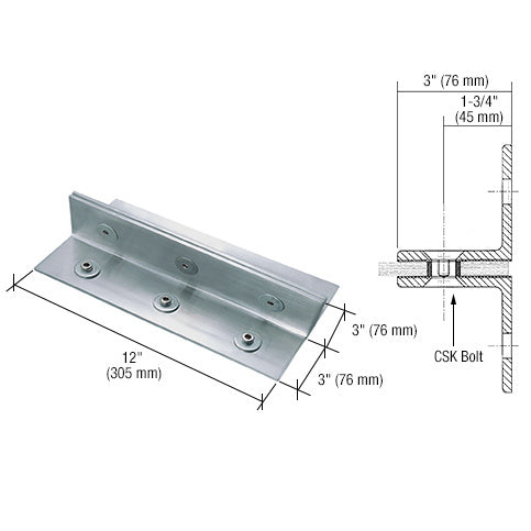 12" Fin Top/Bottom Shoe Fitting for 3/4" Glass