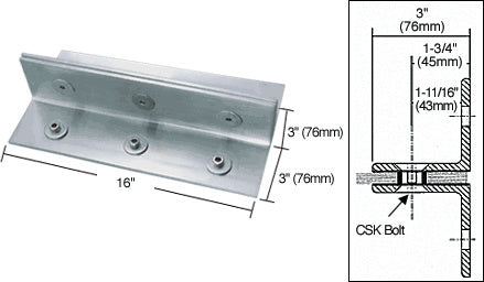 16" Fin Top/Bottom Shoe Fitting for 3/4" Glass