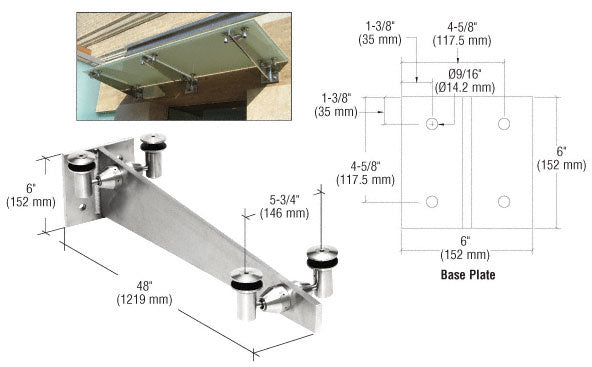 CRL Universal Wall Mounted Glass Awning Bracket