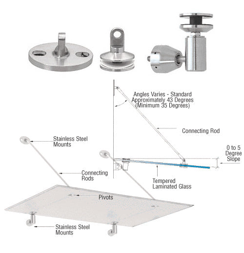 Glass Awning Support System Mounting Kit