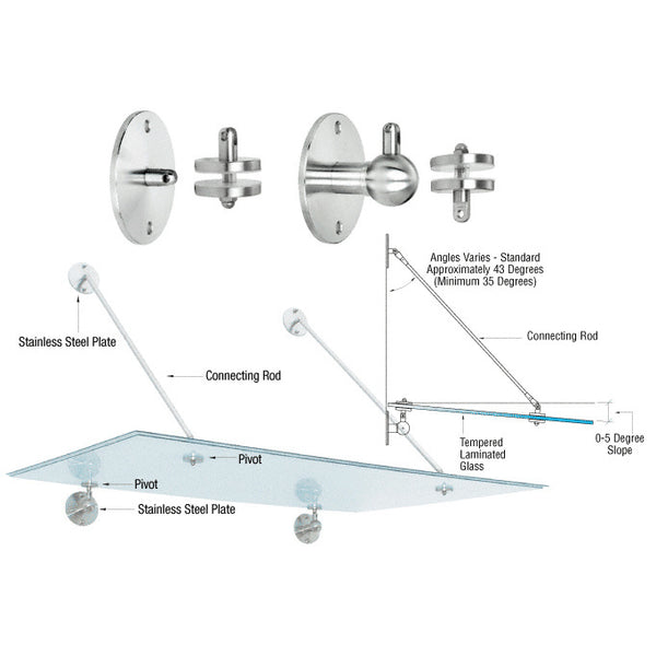 Glass Awning Support System Mounting Kit