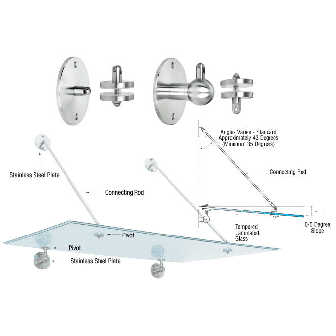 Glass Awning Support System Mounting Kit