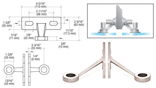 Double Arm Wall/Fin Mounted Fitting