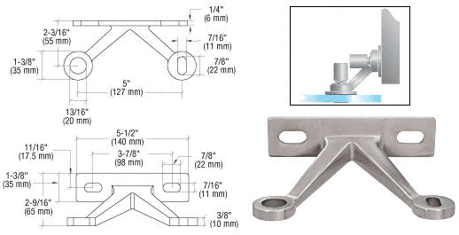 Double Arm 'V' Wall/Fin Mounted Fitting