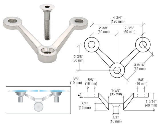 Double Arm Spider Fitting 'V' Post Mount