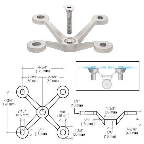 Four Arm Spider Fitting 'V' Post Mount