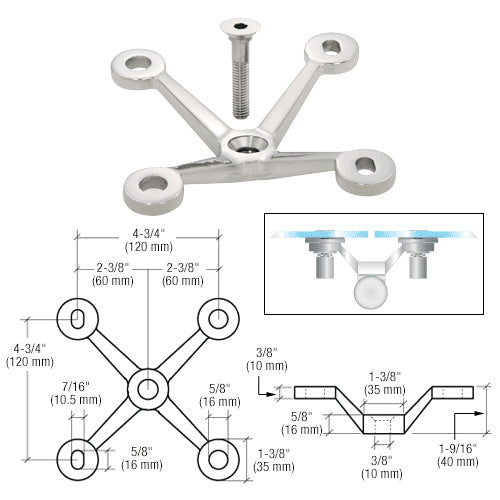 Four Arm Spider Fitting 'V' Post Mount