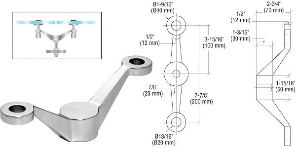 Double Arm Heavy Duty Post or Column Mount Spider Fitting