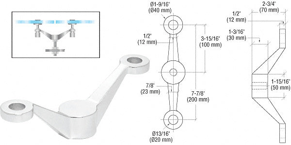 Double Arm Heavy Duty Post or Column Mount Spider Fitting