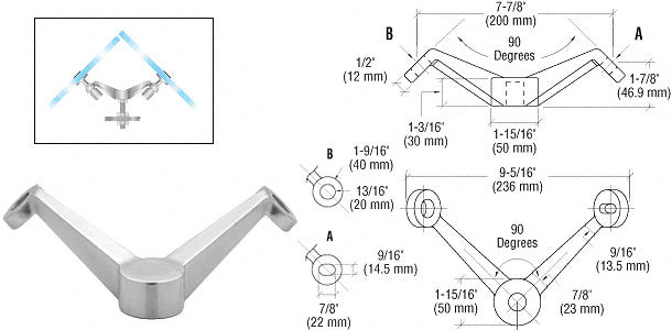 Heavy Duty 90 Degree 2V Arm Column Mount Spider Fitting