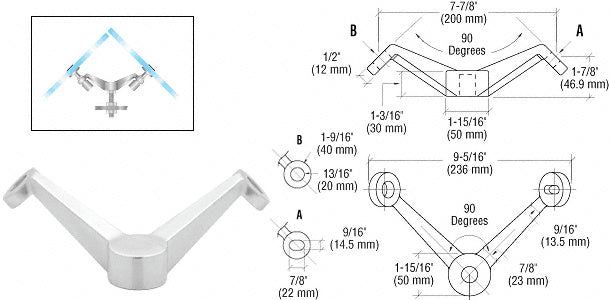 Heavy Duty 90 Degree 2V Arm Column Mount Spider Fitting