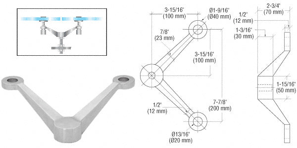 Double Arm "V" Heavy Duty Post or Column Mount Spider Fitting