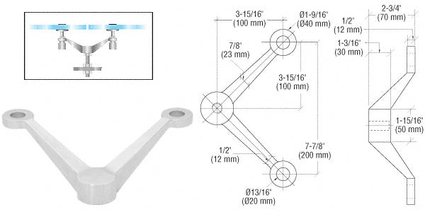 Double Arm "V" Heavy Duty Post or Column Mount Spider Fitting