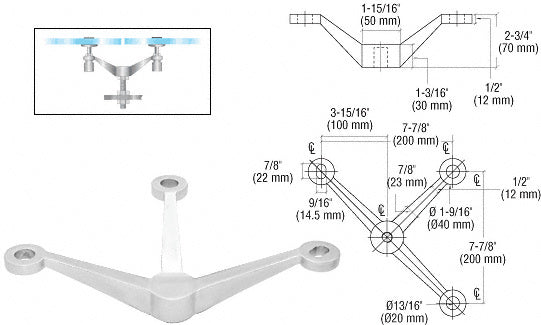 3-Way Arm Heavy Duty Post or Column Mount Spider Fitting