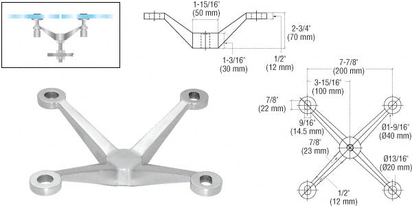 4-Way Arm Heavy Duty Post Mount Spider Fitting