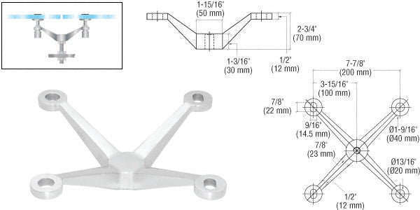 4-Way Arm Heavy Duty Post Mount Spider Fitting