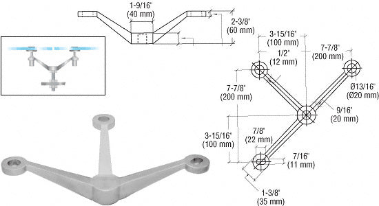 Regular Duty 3-Way Spider Fitting Arm Column Mount