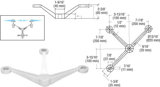 Regular Duty 3-Way Spider Fitting Arm Column Mount