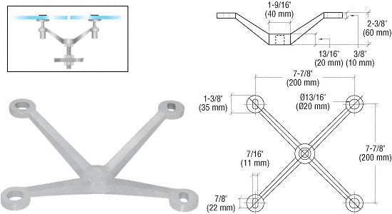 Regular Duty Spider Fitting 4-Way Arm Column Mount