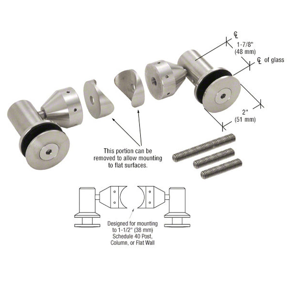 Double Arm Fixed Fitting Set for 1/2" Glass