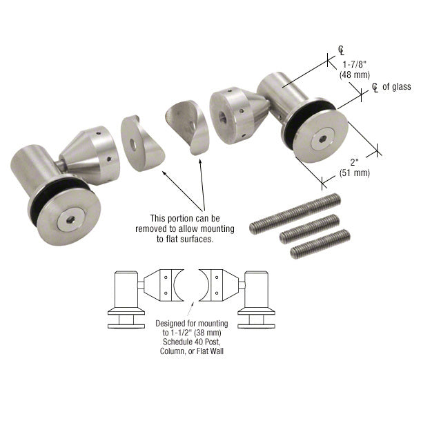 Double Arm Fixed Fitting Set for 1/2" Glass