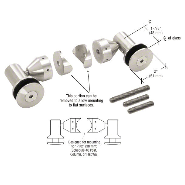 Double Arm Fixed Fitting Set for 1/2" Glass