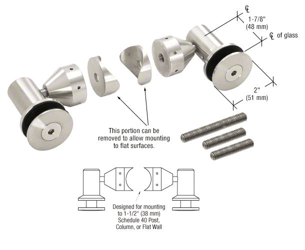 Double Arm Fixed Fitting Set for 1/2" Glass