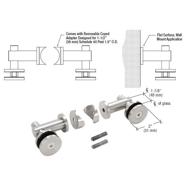 Double Arm Fixed Fitting Set for 1/2" Glass