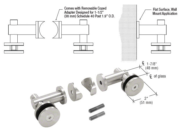 Double Arm Fixed Fitting Set for 1/2" Glass