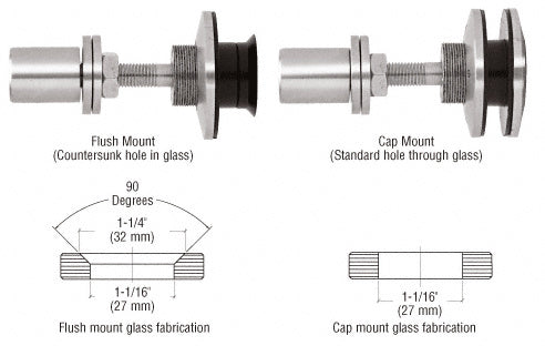 Swivel Combination Fastener for 3/8" to 1/2" Tempered Glass